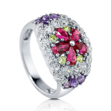 Цветочный цвет Stone 925 Silver CZ Ring Jewellery